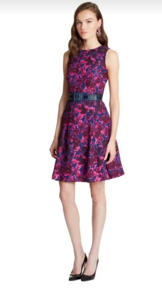 Oscar de la Renta Silk Floral Dress Size 10 - Picture 4 of 10